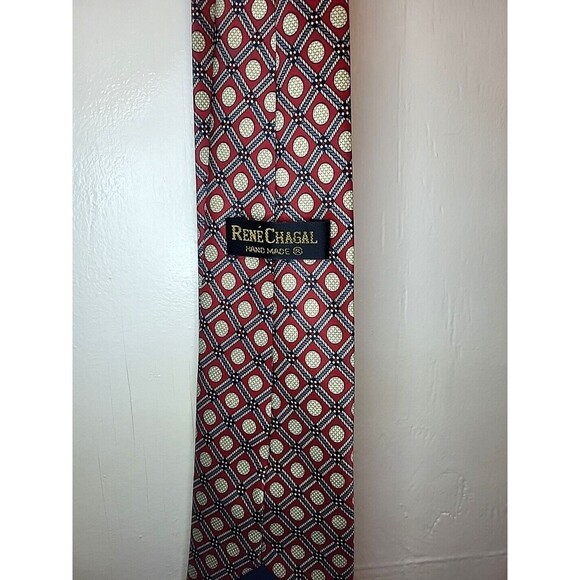 Rene Chagal Necktie Silk Men's Golf Golfer Print Handmade Vintage - Picture 3 of 4